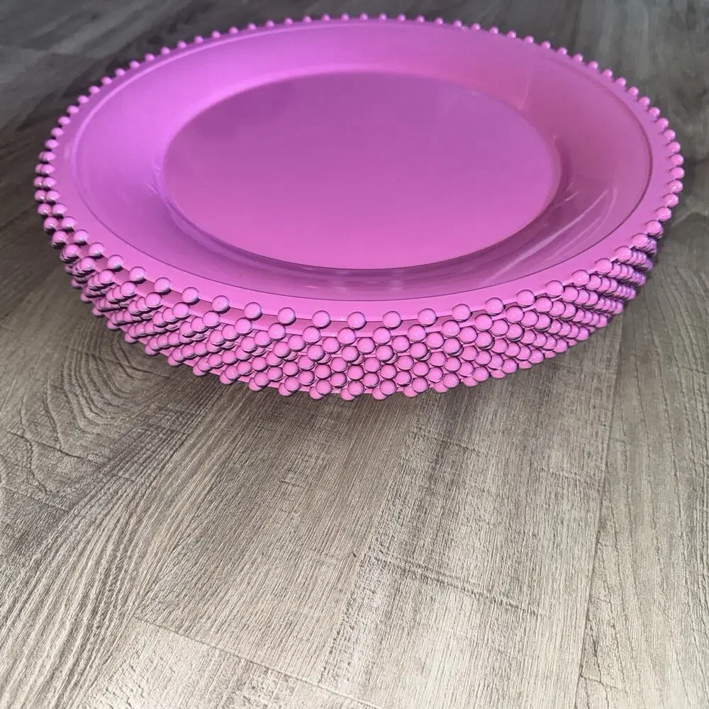 10 Pink Beaded Charger Plates 13” The Spring Shop Wedding Party Table Decor